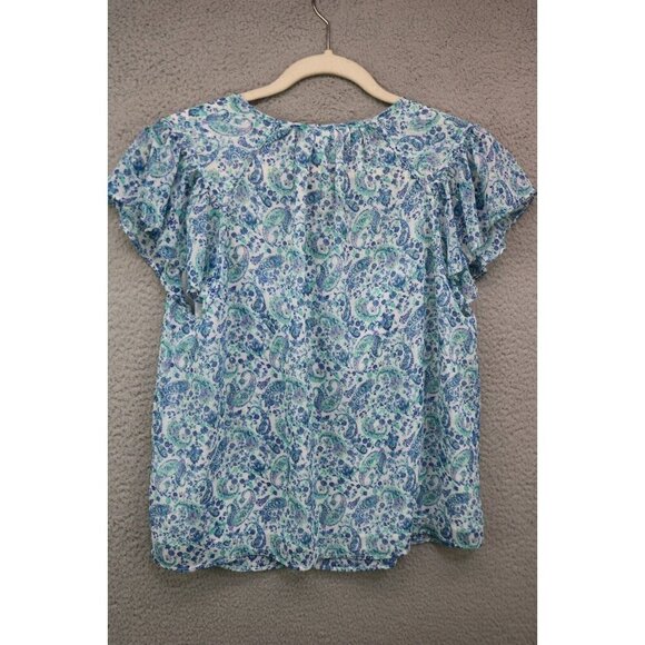 Joie Short Flutter Sleeve Paisley Semi-Sheer Top-Small/Petite-Fairy-Lined - Picture 10 of 12